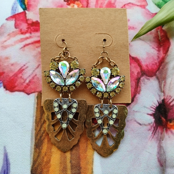 Brass Irridescent Boho Earrings - Picture 14 of 15